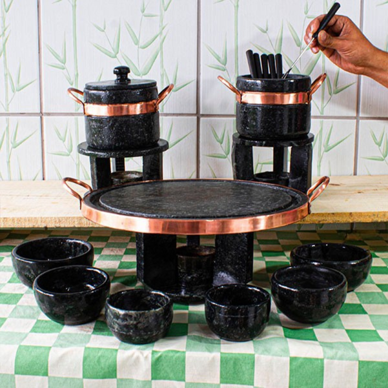 Conjunto Fondue Completo em Pedra Sabão – Bigorna Cutelaria