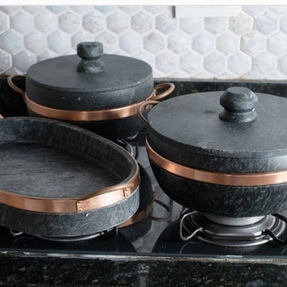 Kit Pedra Sabão – 3 Peças + 2 Pratos Exclusivos de Brinde