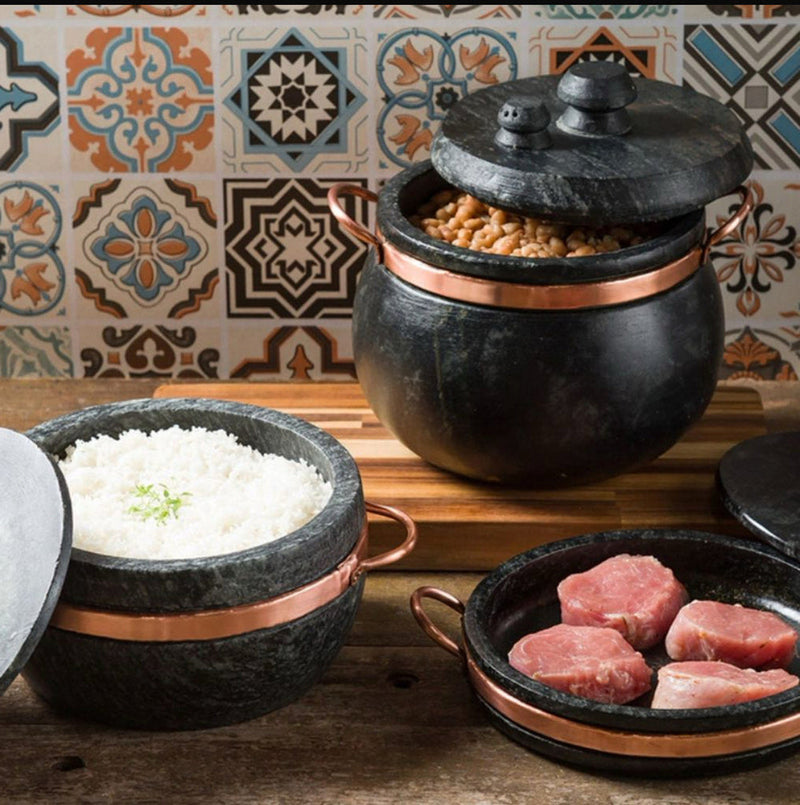 Kit Exclusivo em Pedra Sabão – 3 Peças + 3 Descansos de Brinde