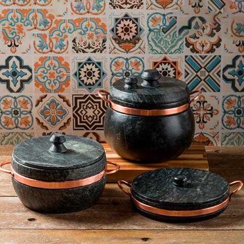 Kit Exclusivo em Pedra Sabão – 3 Peças + 3 Descansos de Brinde