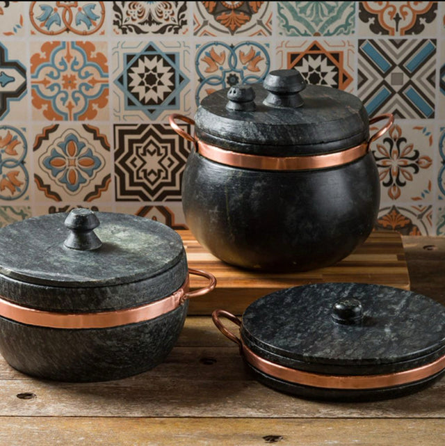 Kit Exclusivo em Pedra Sabão – 3 Peças + 3 Descansos de Brinde